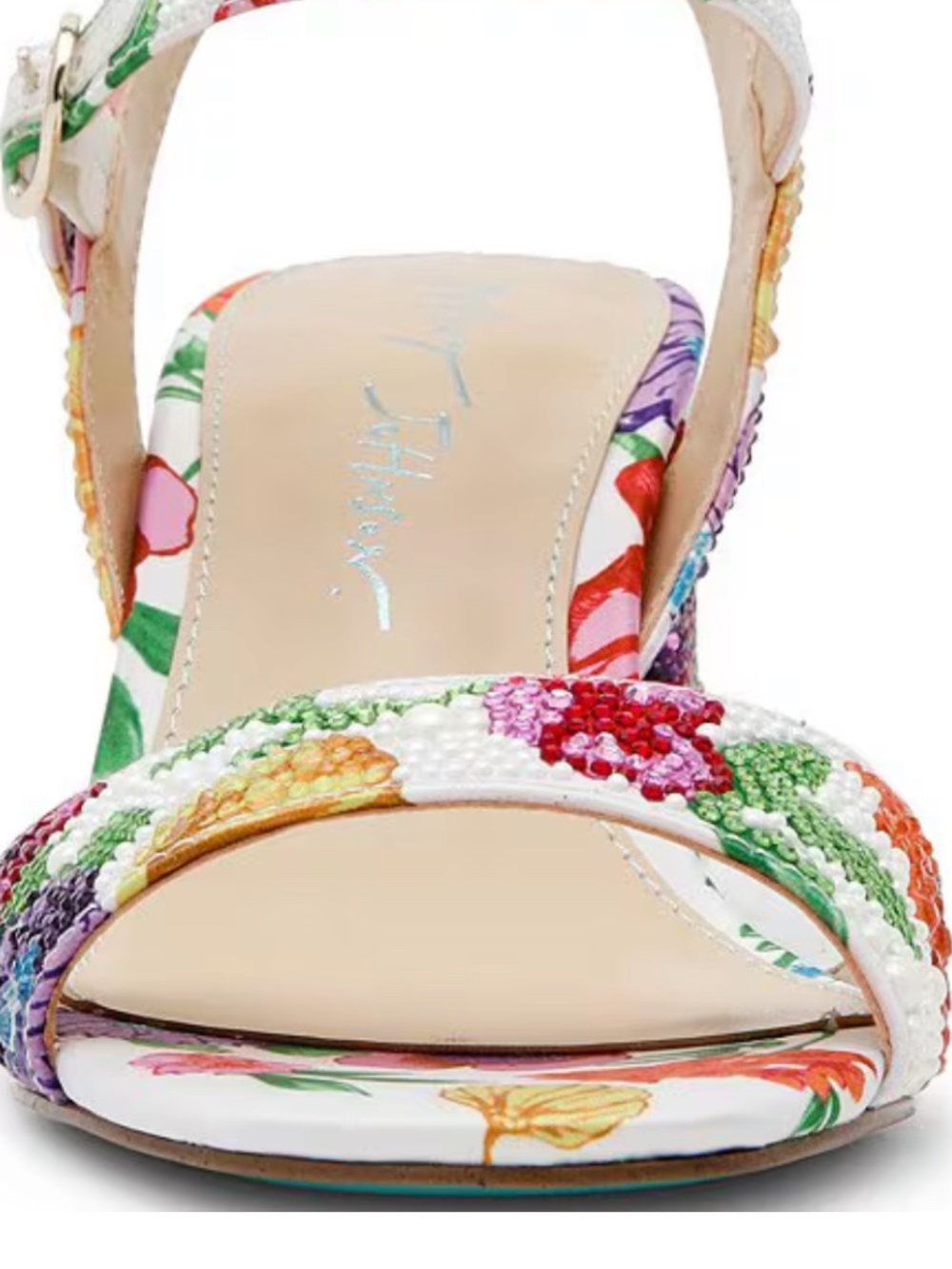 Sparkle Floral White Open Toe Sandal - Picture 4 of 4